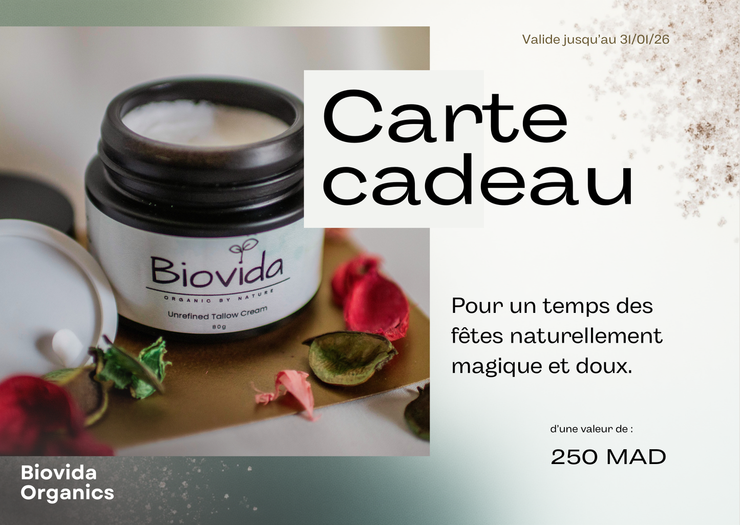 Carte cadeau Biovida — Édition Fêtes 2025