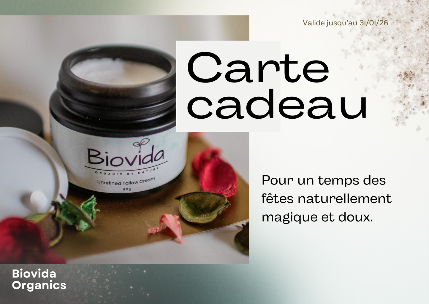 Carte cadeau Biovida — Édition Fêtes 2025
